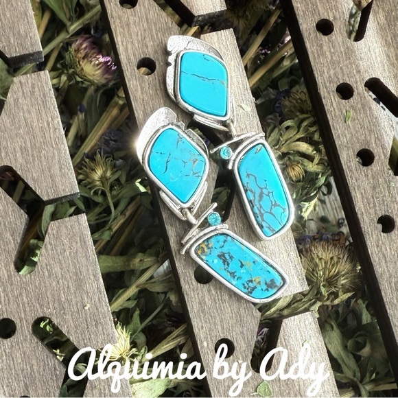 Alquimia Blue and Silver Dangle Earrings with Ornate Design - Picture 1 of 1